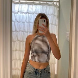 Custom, handmade halter top w checked print